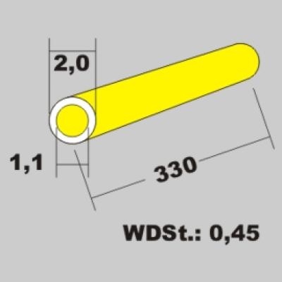 Messingrohr 2,0x1,1 x 330mm