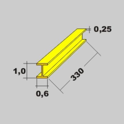 Messing H Profil 1,0x0,6 x 330mm