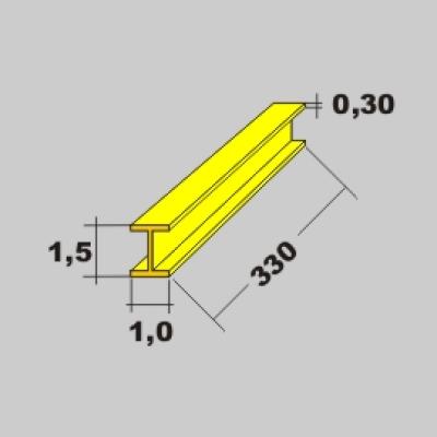 Messing H Profil 1,5x1,0 x 330mm