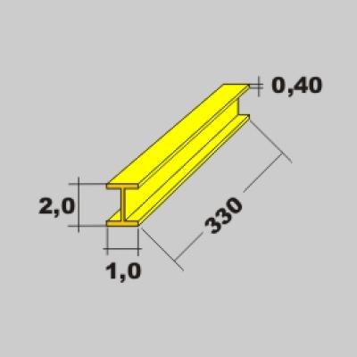 Messing H Profil 2,0x1,0 x 330mm