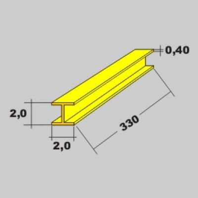 Messing H Profil 2,0x2,0 x 330mm