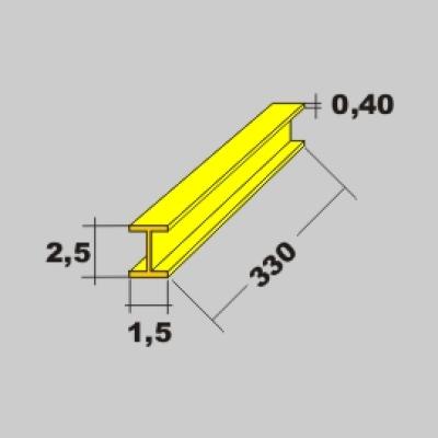 Messing H Profil 2,5x1,5 x 330mm