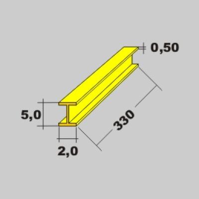 Messing H Profil 5,0x2,0 x 330mm