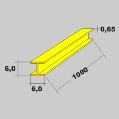 Messing H Profil 6,0x6,0 x 1000mm