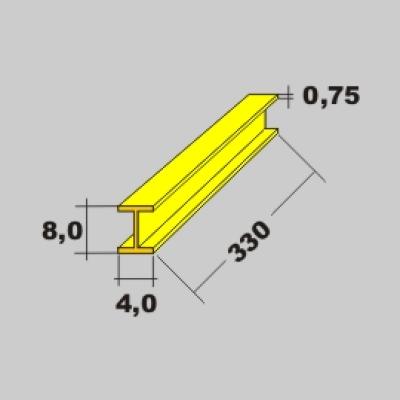 Messing H Profil 8,0x4,0 x 330mm