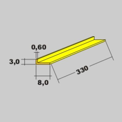 Messing L Profil 8,0x3,0 x 330mm