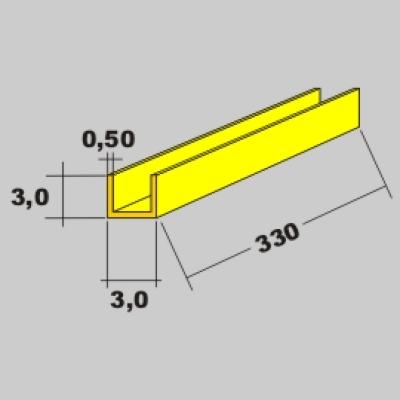 Messing U Profil 3,0x3,0 x 330mm