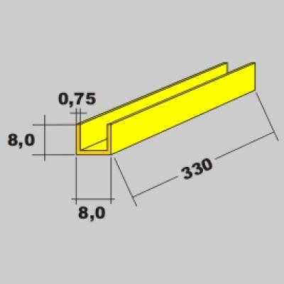 Messing U Profil 8,0x8,0 x 330mm