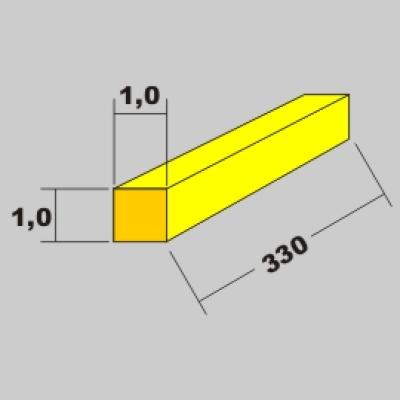 Messing Vierkant Profil 1,0x1,0 x 330mm