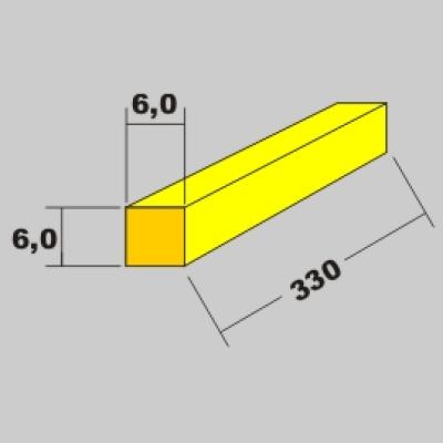 Messing Vierkant Profil 6,0x6,0 x 330mm