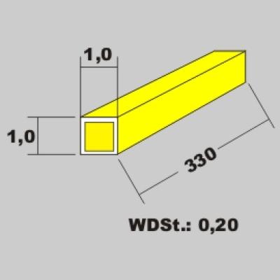 Messingrohr quadratisch 1,0x1,0 x 330mm