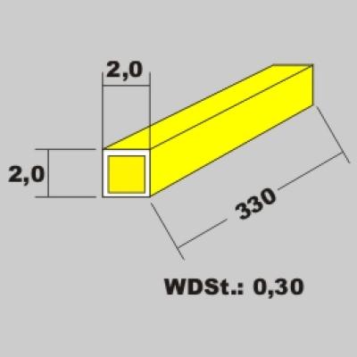 Messingrohr quadratisch 2,0x2,0 x 330mm