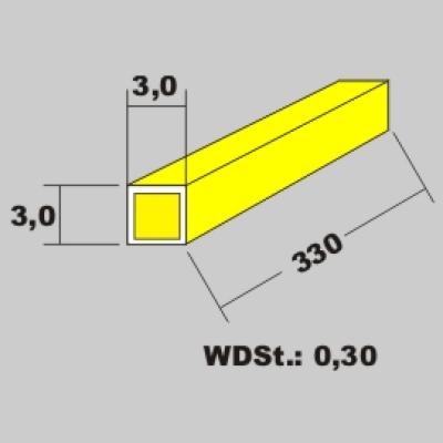 Messingrohr quadratisch 3,0x3,0 x 330mm