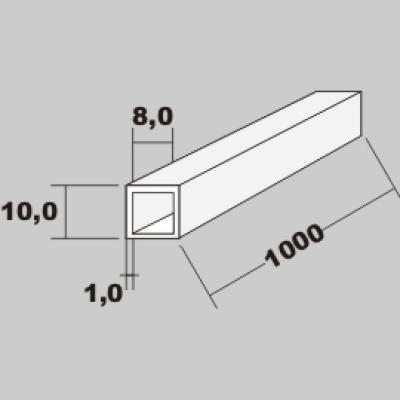 P-Rohr quadratisch 10,0x10,0x1,00 x 1000mm