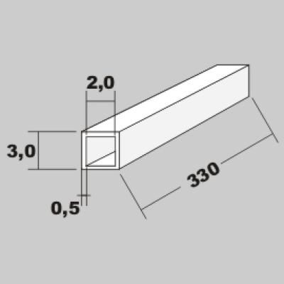 P-Rohr quadratisch 3,0x2,0 x 330mm