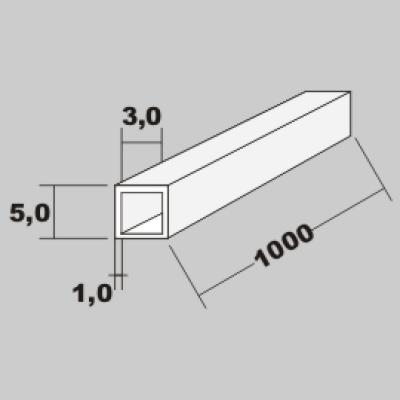 P-Rohr quadratisch 5,0x5,0x1,00 x 1000mm