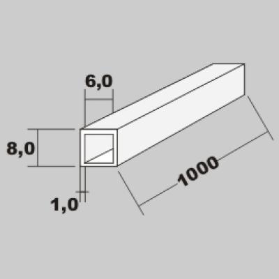 P-Rohr quadratisch 8,0x8,0x1,00 x 1000mm