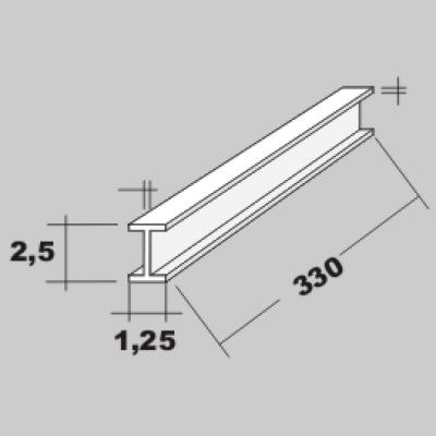 P-H-Profil 2,5x1,25 x 330mm