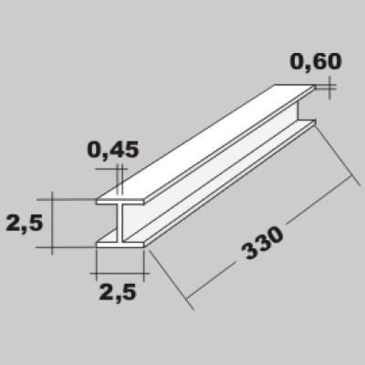 P-H-Profil 2,5x2,5 x 330mm