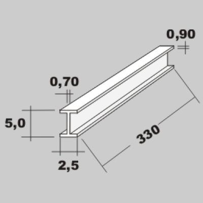 P-H-Profil 5,0x2,5 x 330mm